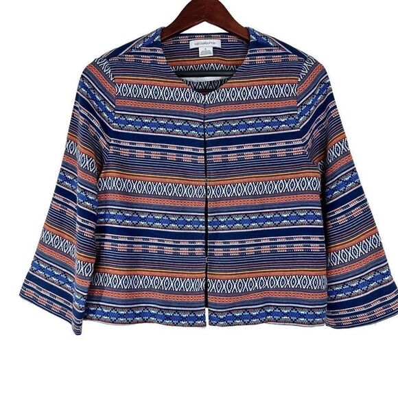 Liz Claiborne Multicolored Boho Embroidered Cropped Blazer Jacket Womens Small - Picture 1 of 9